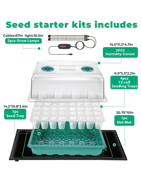 Bandeja de Germinación de Semillas Ourhom 96 Celdas con Luz Bandeja de Germinación de Semillas Ourhom 96 Celdas con Luz
