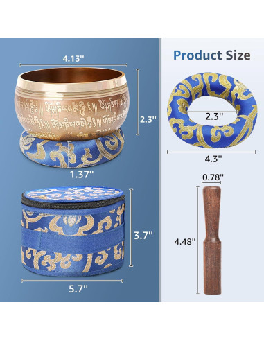 Juego de Cuencos Cantores Tibetanos SHANSHUI 10.16 cm Azul