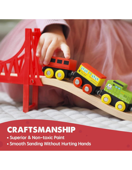 Conjunto de tren de madera 110 piezas Tiny Land para niños Conjunto de tren de madera 110 piezas Tiny Land para niños
