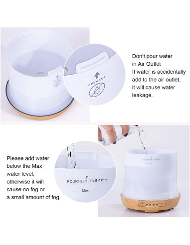 Difusor de Aceite Esencial COOSA 250ml Vidrio LED 7 Colores