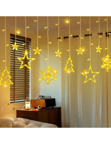 Luces de Cortina LED Navidad 138 LEDs 3x3m Blanco Cálido Luces de Cortina LED Navidad 138 LEDs 3x3m Blanco Cálido