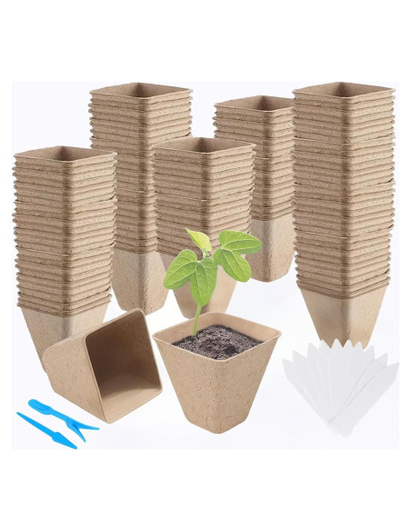 Kit de 120 Macetas de Turba Biodegradables Loongesho 8.13 cm Kit de 120 Macetas de Turba Biodegradables Loongesho 8.13 cm