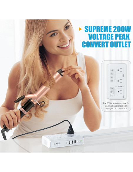Convertidor de Voltaje 220V a 110V Kruuue 2000W con USB Convertidor de Voltaje 220V a 110V Kruuue 2000W con USB