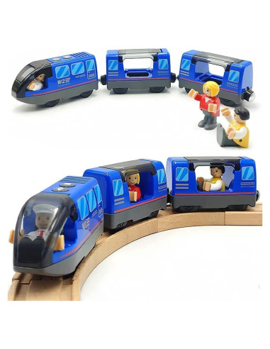 Juego de Tren de Madera HYPERLIVING Operado por Batería 3 Figuras