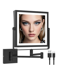 Espejo de Maquillaje Montado en Pared Ruacq 1X/10X con Luz
