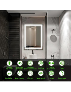 Espejo de Baño LED Beelux 81x61 cm con Luz Regulable y Anti-vaho 2