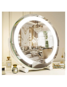 Espejo de Tocador HNV LED 30 cm con Luz Táctil 3 Modos
