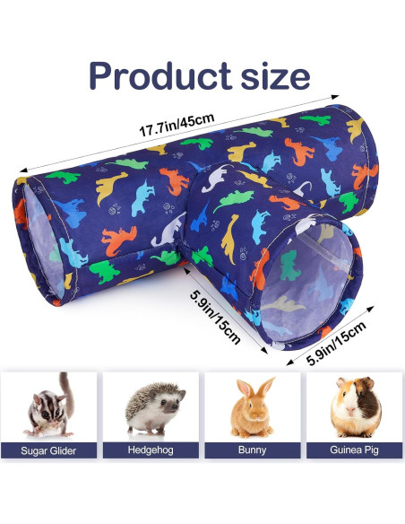 Túnel Lavable 3 Vías Bienbee para Cobayas y Conejos - Azul Dinosaurios Túnel Lavable 3 Vías Bienbee para Cobayas y Conejos - Azul Dinosaurios