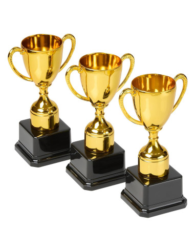 Trofeos de Plástico Dorados Playbees - Set de 3 - 17.78 cm
