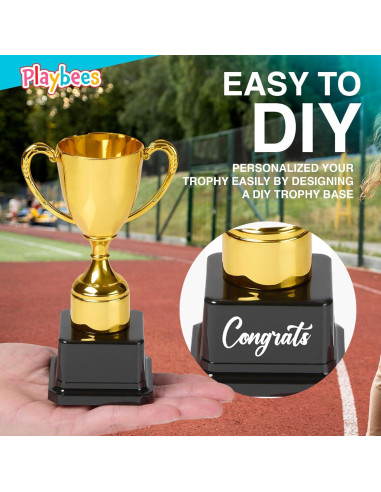 Trofeos de Plástico Dorados Playbees - Set de 3 - 17.78 cm