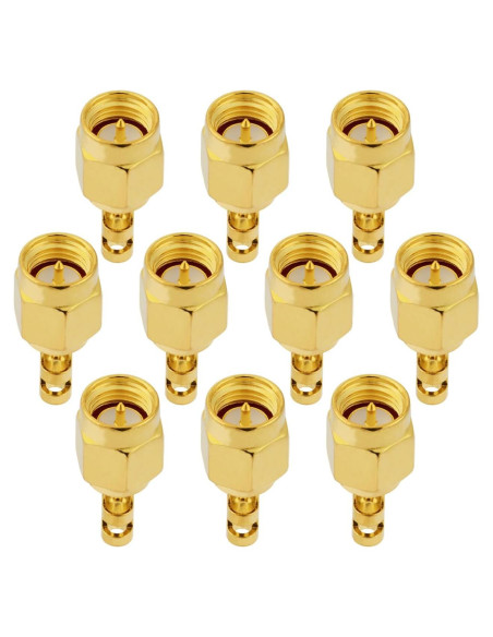 10 Conectores SMA Macho Soldadura 50 Ohm para RG178 1.37mm 10 Conectores SMA Macho Soldadura 50 Ohm para RG178 1.37mm