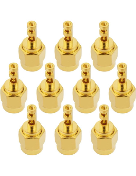 10 Conectores SMA Macho Soldadura 50 Ohm para RG178 1.37mm 10 Conectores SMA Macho Soldadura 50 Ohm para RG178 1.37mm