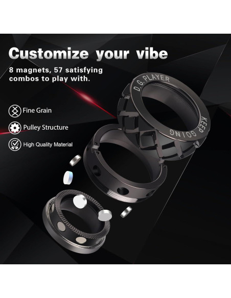 Anillo Giratorio Antiestrés D.G.PLAYER Negro Ajustable EDC Anillo Giratorio Antiestrés D.G.PLAYER Negro Ajustable EDC