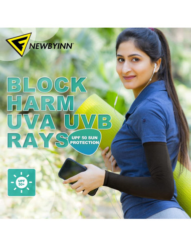 Mangas de Protección Solar UV Newbyinn 2 Paquetes Negro