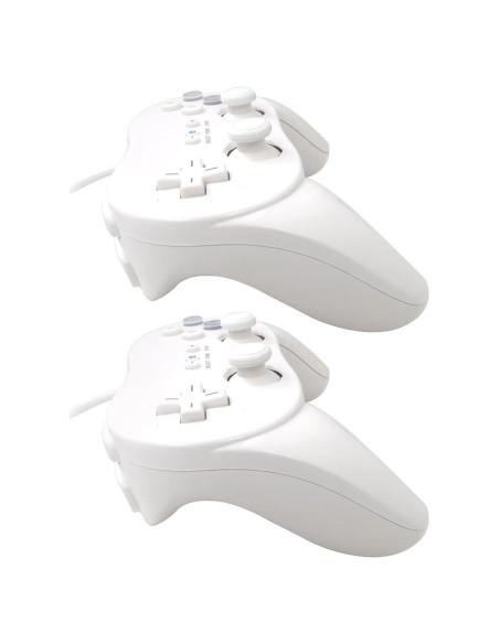 Controlador Clásico Pro con Cable Suifaqi para Nintendo Wii - 2 Pack Blanco Controlador Clásico Pro con Cable Suifaqi para Nintendo Wii - 2 Pack Blanco