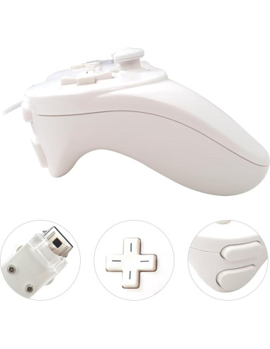 Controlador Clásico Pro con Cable Suifaqi para Nintendo Wii - 2 Pack Blanco