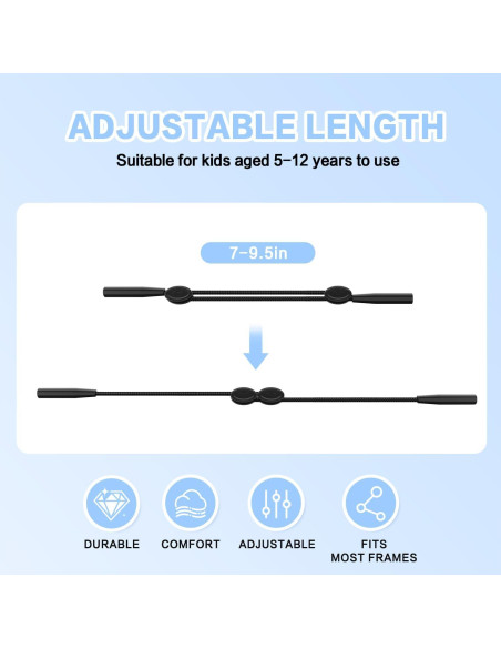 Correa Ajustable para Gafas FOFALY Niños 24.1 cm Negro 3Pcs Correa Ajustable para Gafas FOFALY Niños 24.1 cm Negro 3Pcs