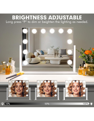 Espejo de Tocador Kottova LED 15.7"x11.8" 3 Colores Ajustables