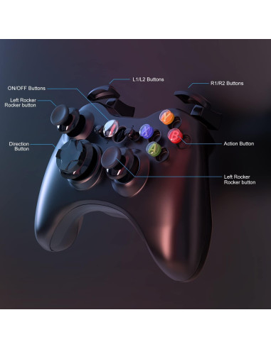 Controlador Inalámbrico W&O para Xbox 360 y PC - Negro