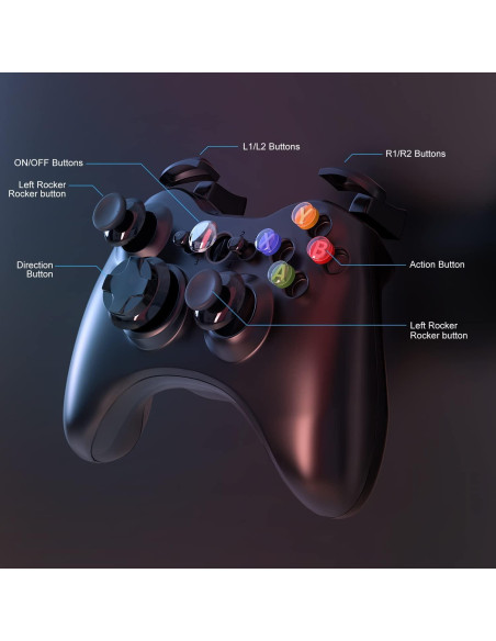 Controlador Inalámbrico W&O para Xbox 360 y PC - Negro Controlador Inalámbrico W&O para Xbox 360 y PC - Negro