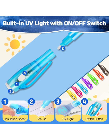 Set de 7 Bolígrafos de Tinta Invisible UV Daemson - 7 Colores Set de 7 Bolígrafos de Tinta Invisible UV Daemson - 7 Colores