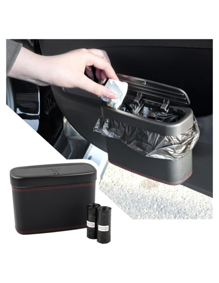 Basurero de coche Figpade con tapa y 30 bolsas - 17.8L Basurero de coche Figpade con tapa y 30 bolsas - 17.8L
