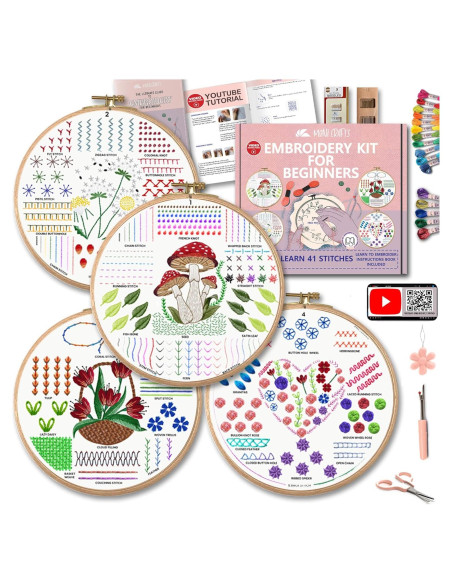 Kit de Bordado Moni Crafts - 4 Patrones Preimpresos para Principiantes Kit de Bordado Moni Crafts - 4 Patrones Preimpresos para Principiantes