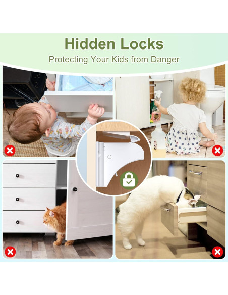 Cerraduras Magnéticas de Seguridad AOSITE para Niños 4 Pack Cerraduras Magnéticas de Seguridad AOSITE para Niños 4 Pack
