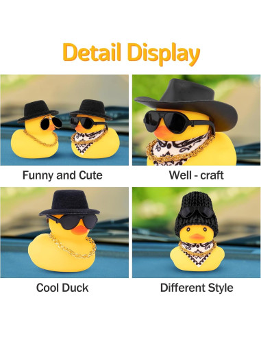 Pato de Goma Wonuu con Sombrero y Gafas para Auto 6x4.5cm