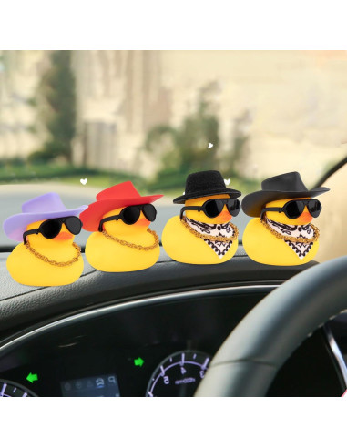 Pato de Goma Wonuu con Sombrero y Gafas para Auto 6x4.5cm