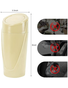 Bote de Basura para Auto Wevdn Beige 1200ml a Prueba de Fugas 2