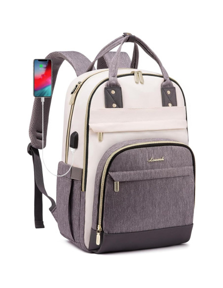 Mochila LOVEVOOK para Laptop 15.6" Beige-Gris Antirrobo Mochila LOVEVOOK para Laptop 15.6" Beige-Gris Antirrobo
