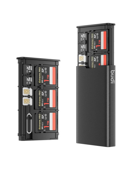 Estuche BUDI para Tarjetas de Memoria Micro SD y SD - 6 Slots Estuche BUDI para Tarjetas de Memoria Micro SD y SD - 6 Slots