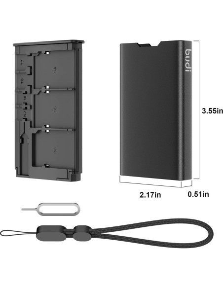 Estuche BUDI para Tarjetas de Memoria Micro SD y SD - 6 Slots Estuche BUDI para Tarjetas de Memoria Micro SD y SD - 6 Slots