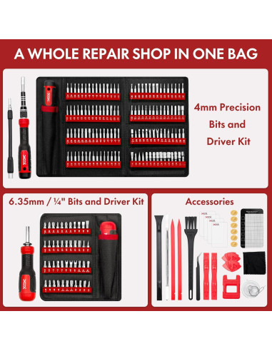 Kit de Destornilladores de Precisión XOOL 200 en 1 Rojo