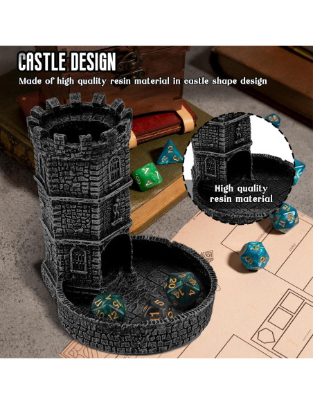 Torre de Dados con Bandeja Diceevil - Castillo Negro 11x9.5x12 cm Torre de Dados con Bandeja Diceevil - Castillo Negro 11x9.5x12 cm