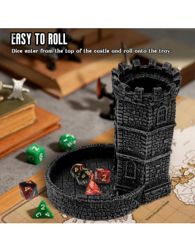 Torre de Dados con Bandeja Diceevil - Castillo Negro 11x9.5x12 cm