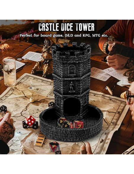 Torre de Dados con Bandeja Diceevil - Castillo Negro 11x9.5x12 cm Torre de Dados con Bandeja Diceevil - Castillo Negro 11x9.5x12 cm