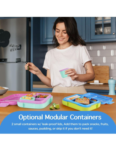 Caja Bento Caperci para Niños 4.8 Tazas Azul con Contenedores