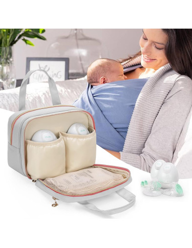Bolsa de Extractor de Leche Materna Wearable DR033 Gris Claro Rosa