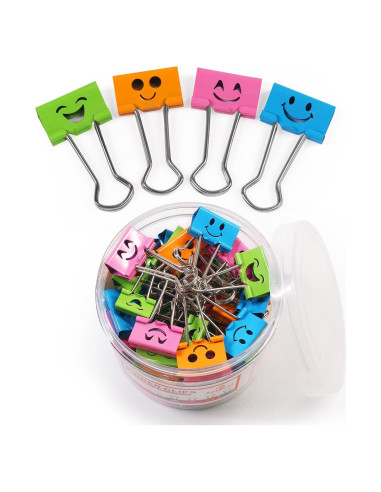 Clips de Papel Sonrientes Coideal - 40 Pcs 19 mm Metálicos