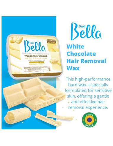 Cera Depilatoria de Chocolate Blanco Depil Bella 800g Piel Sensible
