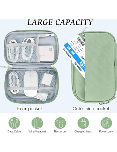 Funda Organizador de Cables FYY Verde Menta 23.6x14.7cm Funda Organizador de Cables FYY Verde Menta 23.6x14.7cm