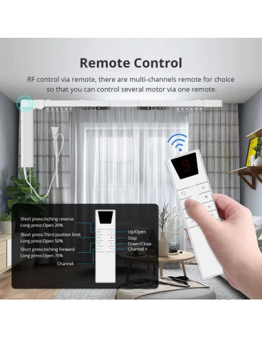 Riel de Cortina Eléctrico Zemismart 2.2m WiFi Control Remoto
