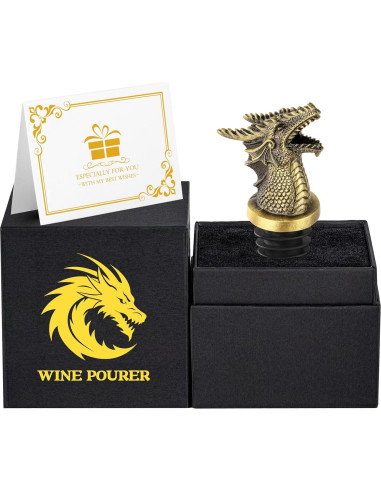 Vertedor y Tapón de Vino Dragón LULLEA Bronce 2 en 1
