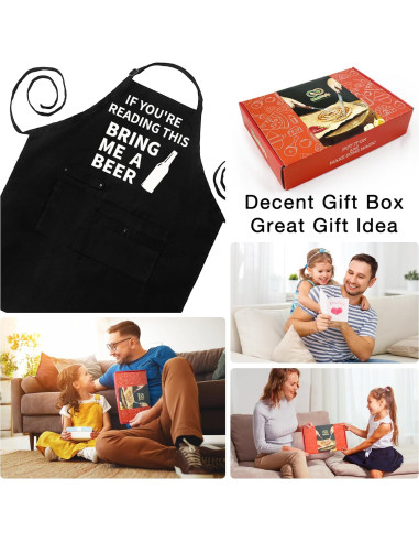 Delantal de Cocina Unisex con Bolsillos para BBQ - Regalo Papá