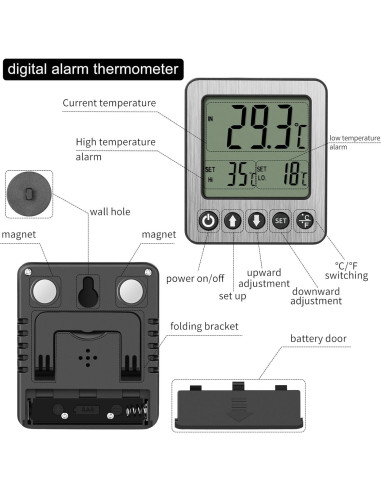 Termómetro Digital de Refrigerador Vlejeari ZZ10 con Alarma