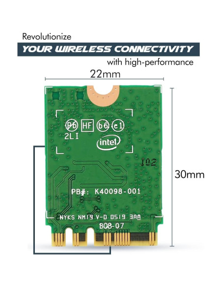 Adaptador WiFi 6 AX200 HighZer0 M.2 802.11ax 2.4 Gbps Bluetooth 5.2 Adaptador WiFi 6 AX200 HighZer0 M.2 802.11ax 2.4 Gbps Bluetooth 5.2