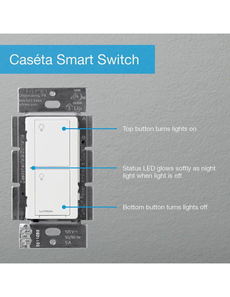 Interruptor de Luz Inteligente Lutron Caseta Negro 6A 3 Vías Interruptor de Luz Inteligente Lutron Caseta Negro 6A 3 Vías