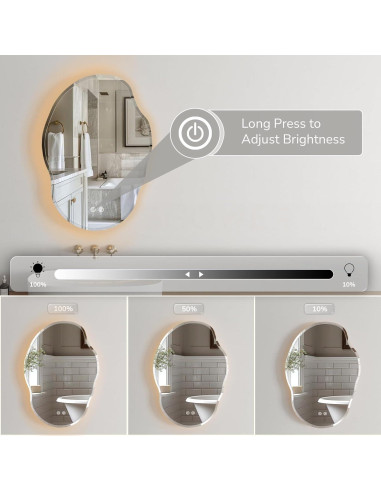 Espejo de Baño LED USHOWER 55.88x76.2cm Antivaho y Regulable